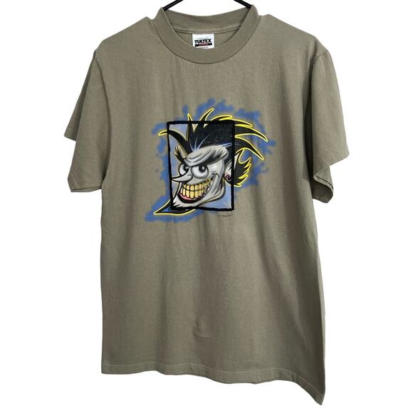 Cranke Boy VINTAGE Skater Streetwear Shirt Jester Clown Olive Mens Large 3D Rare - Picture 1 of 6